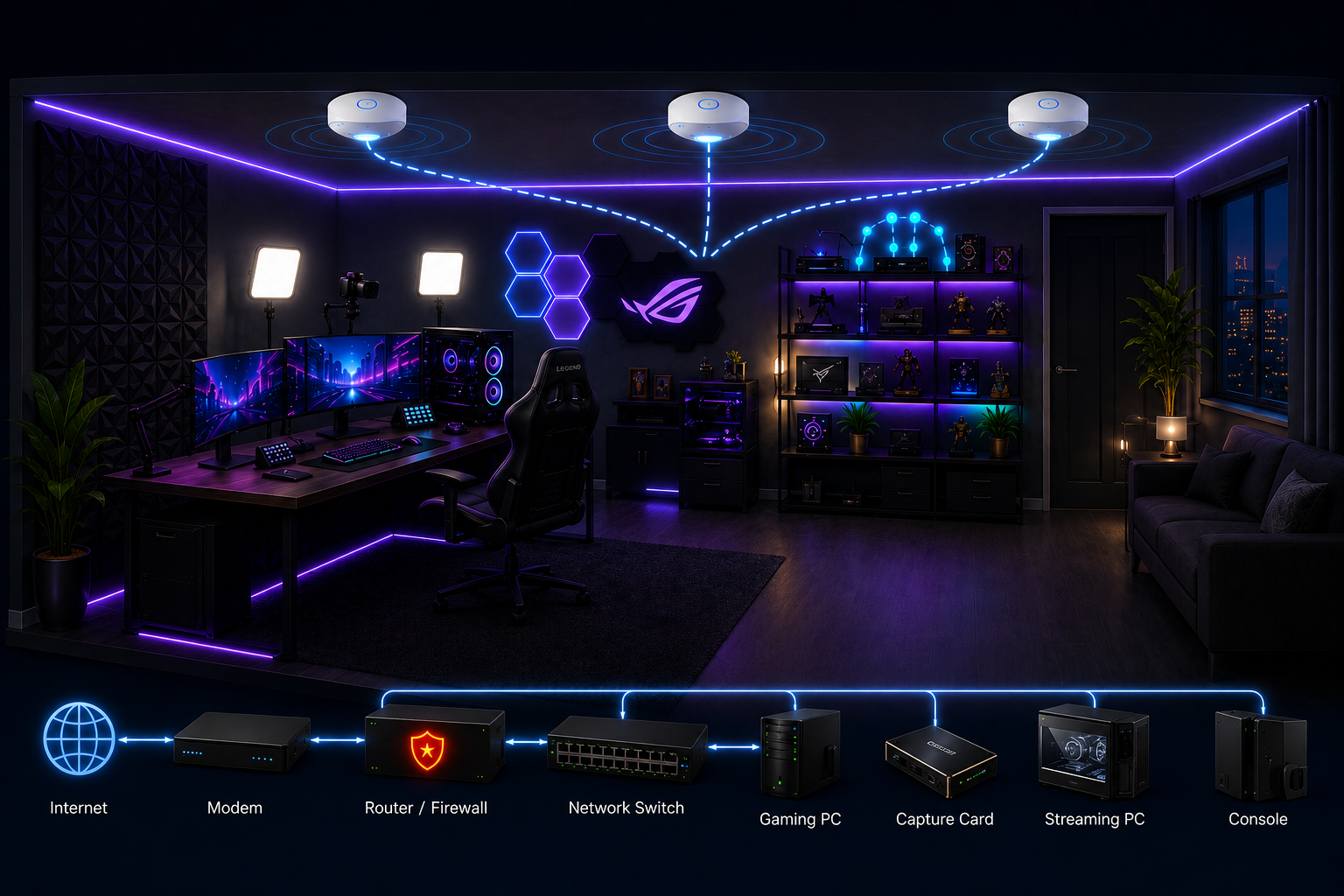 High-performance intense office network for streaming, gaming, and content creation